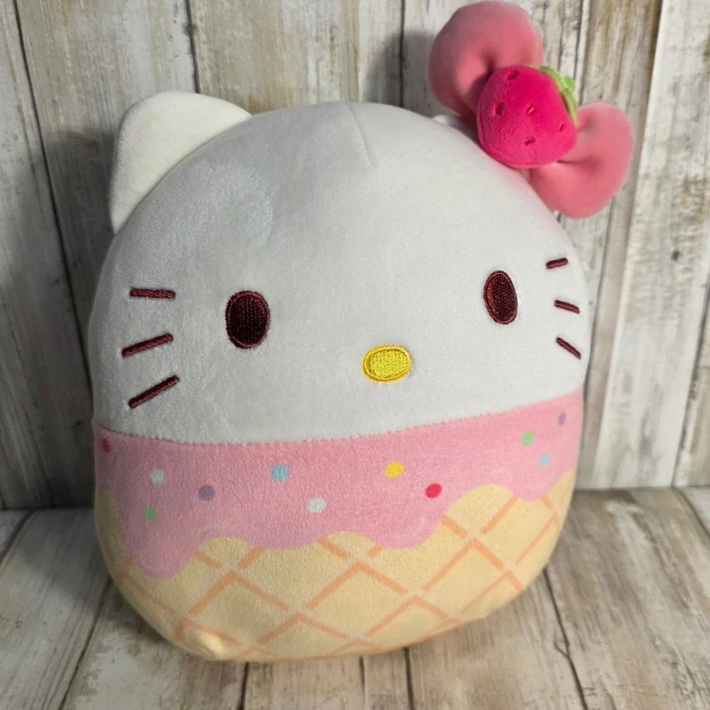 Squishmallows Sanrio Hello Kitty Ice Cream Cone Plush 12 Inch Pink White 2023